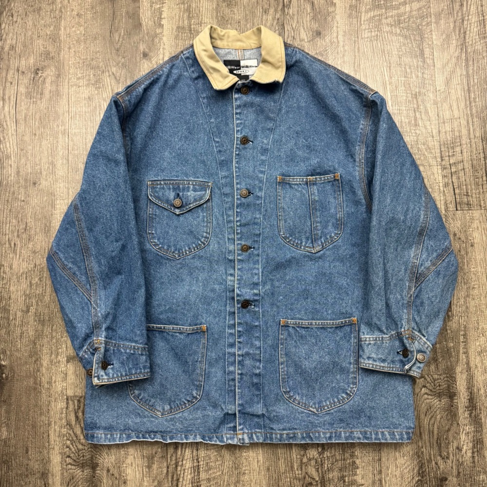 Vintage Y2K Willi Wear Sport Denim Jean Chore Jacket Barn Coat Women's L